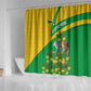 Comoros Shower Curtain - National Flag Lemur Design and Ylang Ylang Flower Pattern