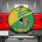 Comoros Spare Tire Cover - National Flag Lemur Design and Ylang Ylang Flower Pattern