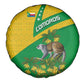 Comoros Spare Tire Cover - National Flag Lemur Design and Ylang Ylang Flower Pattern