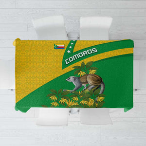 Comoros Tablecloth - National Flag Lemur Design and Ylang Ylang Flower Pattern