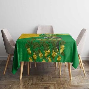 Comoros Tablecloth - National Flag Lemur Design and Ylang Ylang Flower Pattern
