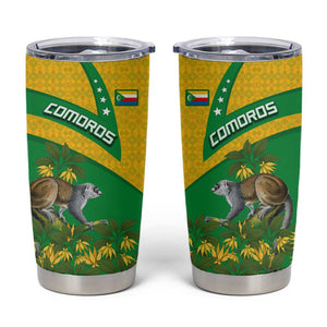 Comoros Tumbler Cup - National Flag Lemur Design and Ylang Ylang Flower Pattern