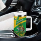 Comoros Tumbler With Handle - National Flag Lemur Design and Ylang Ylang Flower Pattern