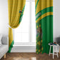 Comoros Window Curtain - National Flag Lemur Design and Ylang Ylang Flower Pattern