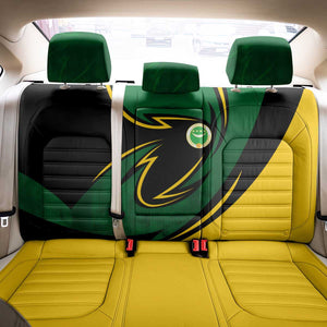 Comoros Back Car Seat Cover - Green Black Yellow Swirl Design and National Emblem Pattern