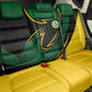 Comoros Back Car Seat Cover - Green Black Yellow Swirl Design and National Emblem Pattern