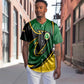 Comoros Baseball Jersey - Green Black Yellow Swirl Design and National Emblem Pattern
