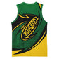 Comoros Basketball Jersey - Green Black Yellow Swirl Design and National Emblem Pattern - African Pride