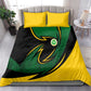 Comoros Bedding Set - Green Black Yellow Swirl Design and National Emblem Pattern