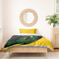 Comoros Bedding Set - Green Black Yellow Swirl Design and National Emblem Pattern