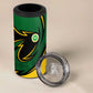 Comoros 4 in 1 Can Cooler Tumbler - Green Black Yellow Swirl Design and National Emblem Pattern