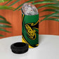 Comoros 4 in 1 Can Cooler Tumbler - Green Black Yellow Swirl Design and National Emblem Pattern