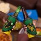 Comoros 4 in 1 Can Cooler Tumbler - Green Black Yellow Swirl Design and National Emblem Pattern