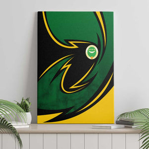 Comoros Canvas Wall Art - Green Black Yellow Swirl Design and National Emblem Pattern