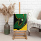 Comoros Canvas Wall Art - Green Black Yellow Swirl Design and National Emblem Pattern