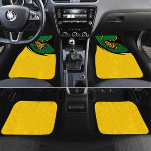 Comoros Car Mats - Green Black Yellow Swirl Design and National Emblem Pattern