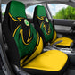 Comoros Car Seat Cover - Green Black Yellow Swirl Design and National Emblem Pattern