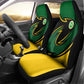 Comoros Car Seat Cover - Green Black Yellow Swirl Design and National Emblem Pattern