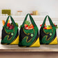 Comoros Grocery Bag - Green Black Yellow Swirl Design and National Emblem Pattern