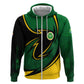 Comoros Hoodie - Green Black Yellow Swirl Design and National Emblem Pattern