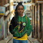 Comoros Hoodie - Green Black Yellow Swirl Design and National Emblem Pattern