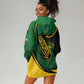 Comoros Hoodie Dress - Green Black Yellow Swirl Design and National Emblem Pattern