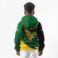 Comoros Kid Hoodie - Green Black Yellow Swirl Design and National Emblem Pattern
