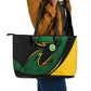 Comoros Leather Tote Bag - Green Black Yellow Swirl Design and National Emblem Pattern