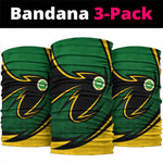 Comoros Neck Gaiter - Green Black Yellow Swirl Design and National Emblem Pattern - African Pride