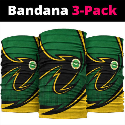 Comoros Neck Gaiter - Green Black Yellow Swirl Design and National Emblem Pattern - African Pride