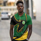 Comoros Polo Shirt - Green Black Yellow Swirl Design and National Emblem Pattern