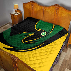 Comoros Quilt - Green Black Yellow Swirl Design and National Emblem Pattern