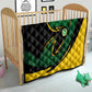 Comoros Quilt - Green Black Yellow Swirl Design and National Emblem Pattern