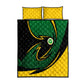 Comoros Quilt Bed Set - Green Black Yellow Swirl Design and National Emblem Pattern