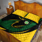 Comoros Quilt Bed Set - Green Black Yellow Swirl Design and National Emblem Pattern