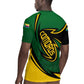 Comoros Rugby Jersey - Green Black Yellow Swirl Design and National Emblem Pattern