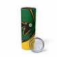 Comoros Skinny Tumbler - Green Black Yellow Swirl Design and National Emblem Pattern