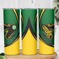 Comoros Skinny Tumbler - Green Black Yellow Swirl Design and National Emblem Pattern