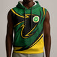 Comoros Sleeveless Hoodie - Green Black Yellow Swirl Design and National Emblem Pattern - African Pride