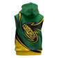 Comoros Sleeveless Zip Hoodie - Green Black Yellow Swirl Design and National Emblem Pattern - African Pride