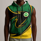 Comoros Sleeveless Zip Hoodie - Green Black Yellow Swirl Design and National Emblem Pattern - African Pride