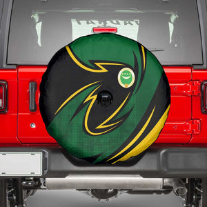 Comoros Spare Tire Cover - Green Black Yellow Swirl Design and National Emblem Pattern