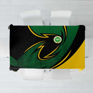 Comoros Tablecloth - Green Black Yellow Swirl Design and National Emblem Pattern