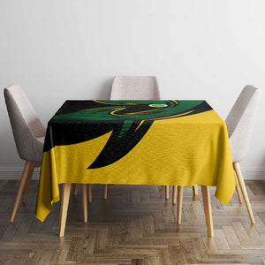 Comoros Tablecloth - Green Black Yellow Swirl Design and National Emblem Pattern