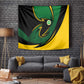 Comoros Tapestry - Green Black Yellow Swirl Design and National Emblem Pattern