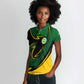 Comoros Women Polo Shirt - Green Black Yellow Swirl Design and National Emblem Pattern