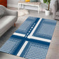 Comoros Area Rug - Blue and White Traditional Geometric Pattern and National Flag Detail