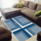 Comoros Area Rug - Blue and White Traditional Geometric Pattern and National Flag Detail