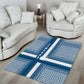Comoros Area Rug - Blue and White Traditional Geometric Pattern and National Flag Detail