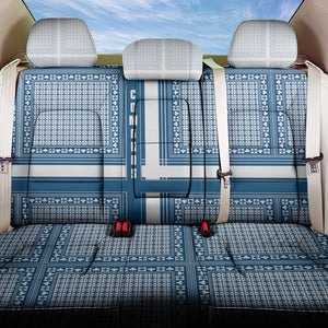 Comoros Back Car Seat Cover - Blue and White Traditional Geometric Pattern and National Flag Detail